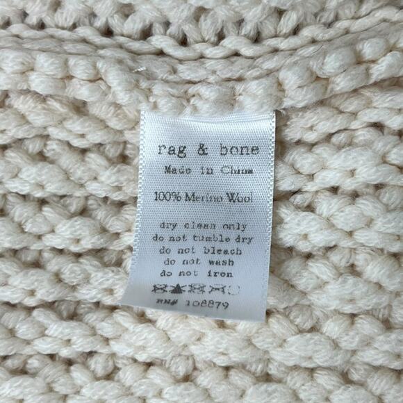 Rag & Bone Cream 100% Merino Wool Chunky Knit Belted Cardigan Sweater Size  6 - Picture 6 of 7